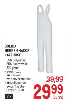 SOLIDA HERREN HACCP LATZHOSE