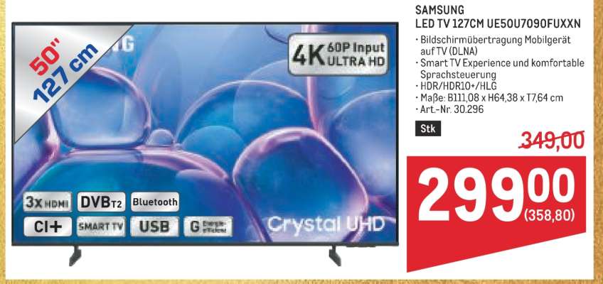 SAMSUNG LED TV 127CM UE50U7090FUXXN