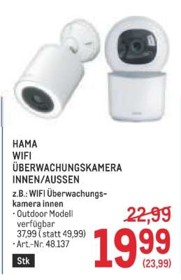 HAMA WIFI ÜBERWACHUNGSKAMERA INNEN/AUSSEN