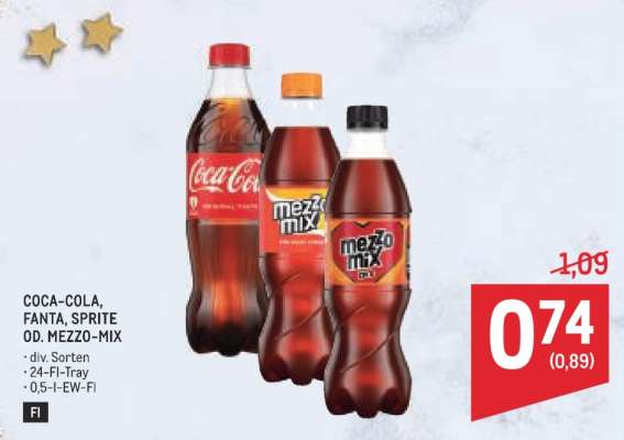 Coca-Cola, Fanta, Sprite od. Mezzo-Mix