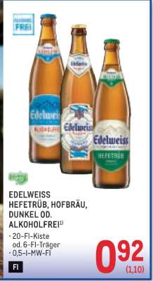 Edelweiss Hefetrüb, Hofbräu, Dunkel od. Alkoholfrei
