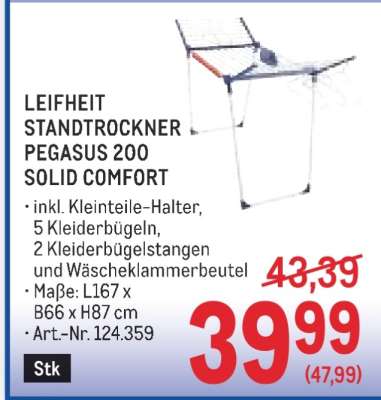 LEIFHEIT STANDTROCKNER PEGASUS 200 SOLID COMFORT