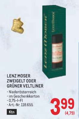 LENZ MOSER ZWEIGELT ODER GRÜNER VELTLINER