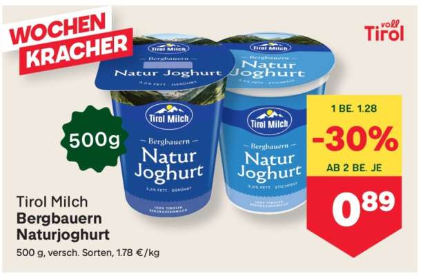 Tirol Milch Bergbauern Naturjoghurt