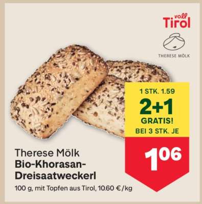 Therese Mölk Bio Khorasan-Dreisaatweckerl