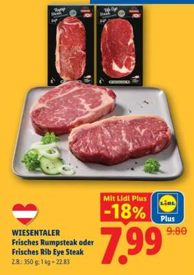 WIESENTALER Frisches Rumpsteak oder Frisches Rib Eye Steak