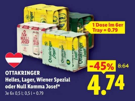 OTTAKRINGER Helles, Lager, Wiener Spezial oder Null Komma Josef