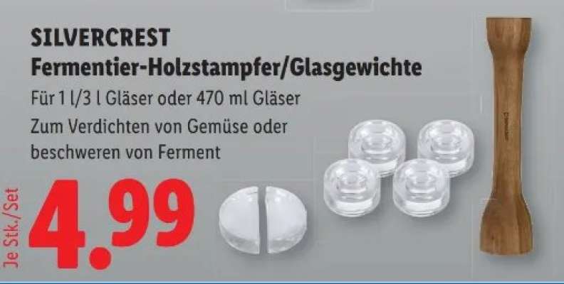 SILVERCREST Fermentier-Holzstampfer/Glasgewichte