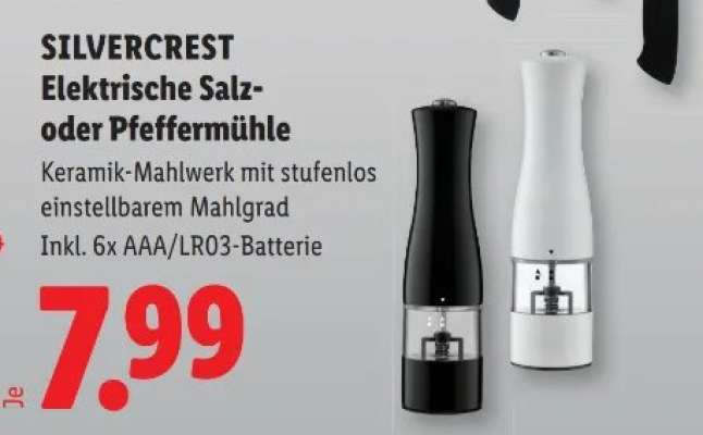 SILVERCREST Elektrische Salz- oder Pfeffermühle