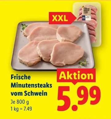 Frische Minutensteaks vom Schwein
