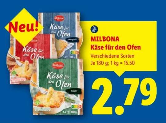 Milbona Käse für den Ofen