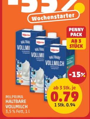 MILPRIMA HALTBARE VOLLMILCH