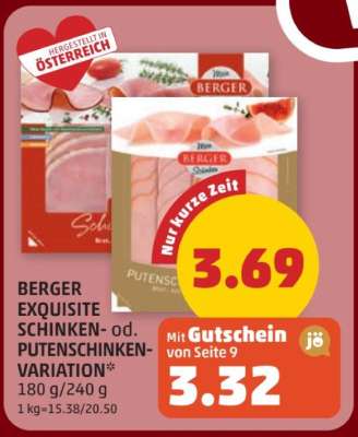 BERGER EXQUISITE SCHINKEN- od. PUTENSCHINKEN-VARIATION