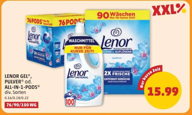 LENOR GEL, PULVER od. ALL-IN-1-PODS