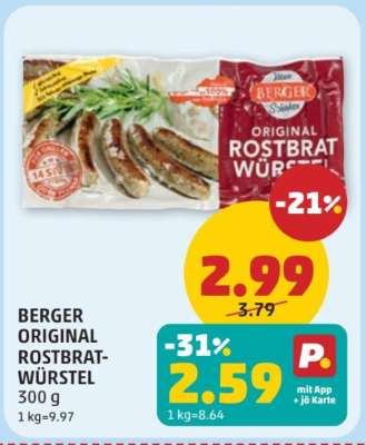 BERGER ORIGINAL ROSTBRAT-WÜRSTEL