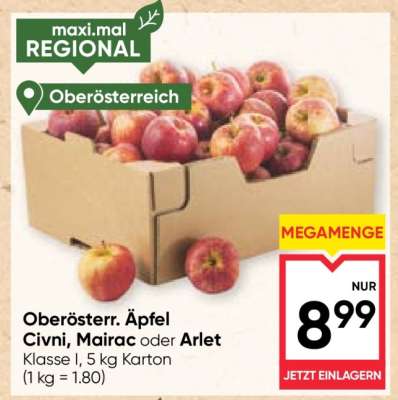 Oberösterr. Äpfel Civni, Mairac oder Arlet
