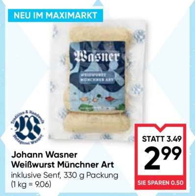 Johann Wasner Weißwurst Münchner Art