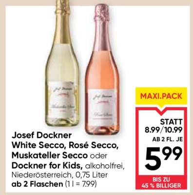 Josef Dockner White Secco, Rosé Secco, Muskateller Secco oder Dockner for Kids