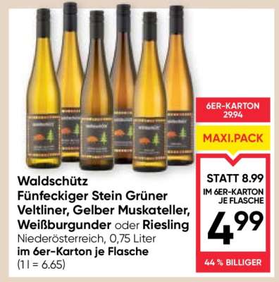 Waldschütz Fünfeckiger Stein Grüner Veltliner, Gelber Muskateller, Weißburgunder oder Riesling