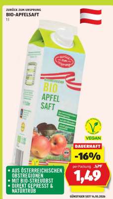 ZURÜCK ZUM URSPRUNG BIO-APFELSAFT