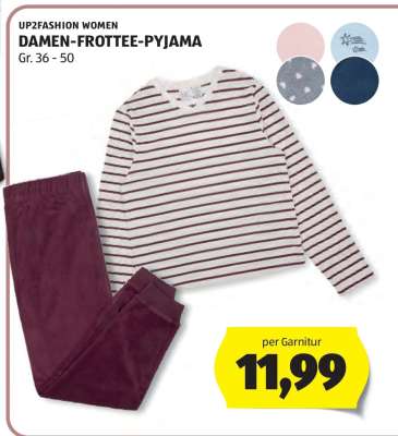 UP2FASHION WOMEN DAMEN-FROTTEE-PYJAMA