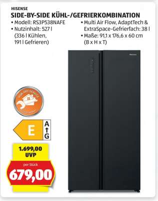 HISENSE SIDE-BY-SIDE KÜHL-/GEFRIERKOMBINATION