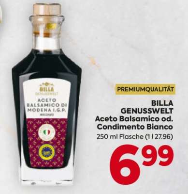 BILLA GENUSSWELT Aceto Balsamico od. Condimento Bianco