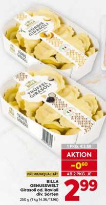 BILLA GENUSSWELT Girasoli od. Ravioli div. Sorten