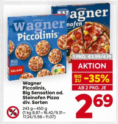 Wagner Piccolinis, Big Sensation od. Steinofen Pizza div. Sorten