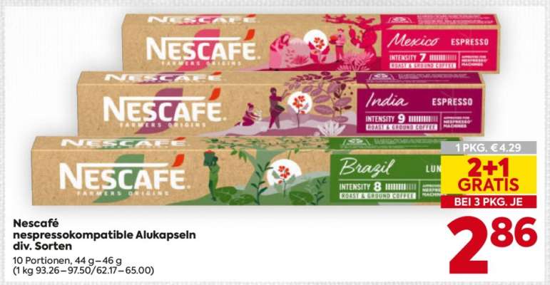 Nescafé nespressokompatible Alukapseln div. Sorten