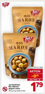 Ja! Natürlich Bio-Maroni gegart natur
