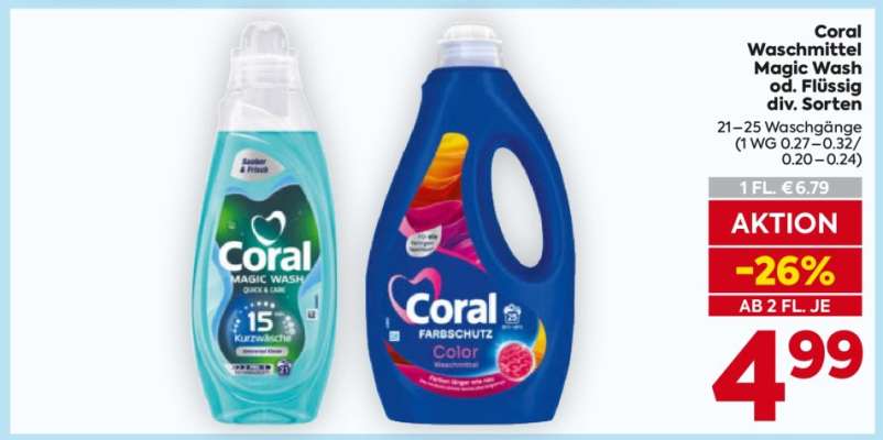 Coral Waschmittel Magic Wash od. Flüssig div. Sorten