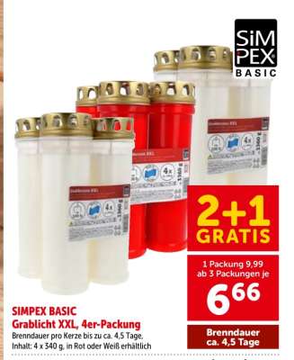 SIMPEX BASIC Grablicht XXL, 4er-Packung