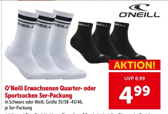 O'Neill Erwachsenen-Quarter- oder Sportsocken 3er-Packung