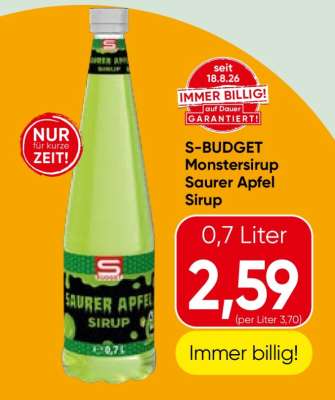 S-BUDGET Monstersirup Saurer Apfel Sirup