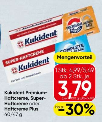Kukident Premium-Haftcreme, Super-Haftcreme oder Haftcreme Plus