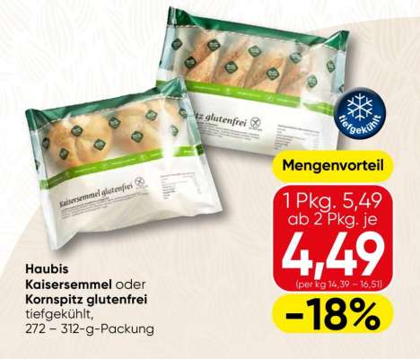 Haubis Kaisersemmel oder Kornspitz glutenfrei
