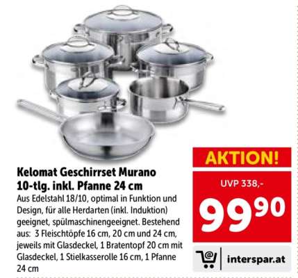 Kelomat Geschirrset Murano 10-tlg. inkl. Pfanne 24 cm