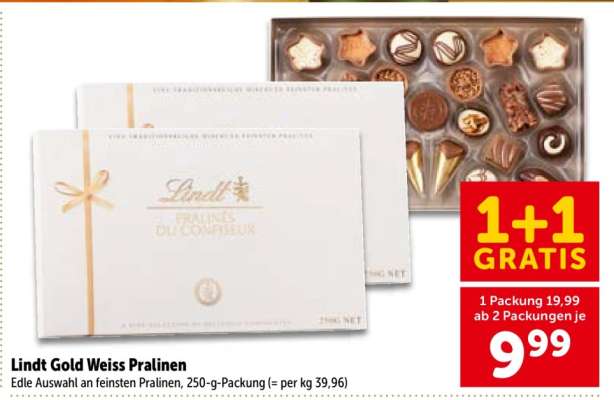 LINDT GOLD WEISS PRALINEN
