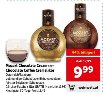 Mozart Chocolate Cream oder Chocolate Coffee Cremelikör