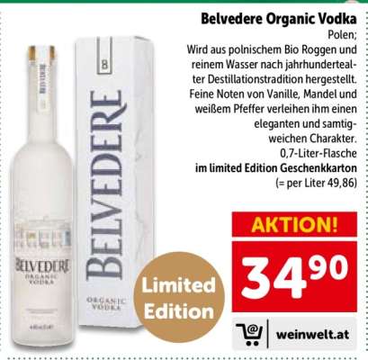 BELVEDERE Organic Vodka