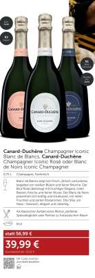 Canard-Duchêne Champagner Iconic Blanc de Blancs, Canard-Duchêne Champagner Iconic Rosé oder Blanc de Noirs Iconic Champagner