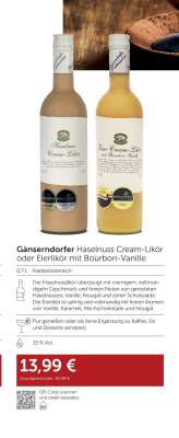 Gänserndorfer Haselnuss Cream-Likör oder Eierlikör mit Bourbon-Vanille