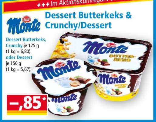 Zott Monte Dessert Butterkeks & Crunchy/Dessert