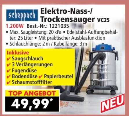 scheppach Elektro-Nass-/Trockensauger VC25
