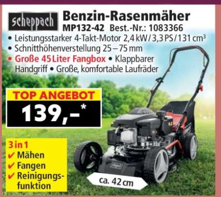 scheppach Benzin-Rasenmäher MP132-42