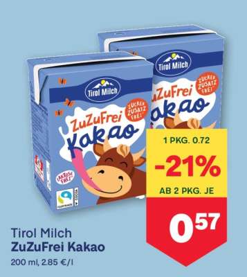 Tirol Milch ZuZuFrei Kakao