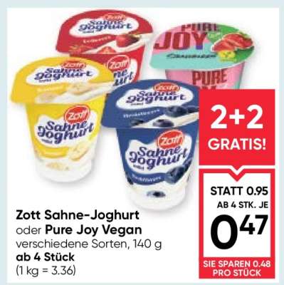 Zott Sahne-Joghurt oder Pure Joy Vegan