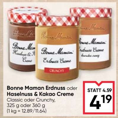 Bonne Maman Erdnuss oder Haselnuss & Kakao Creme